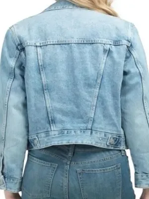 HM Light Wash Denim Sherpa Lined Boxy Jacket Size S Like New Trucker thumbnail 9