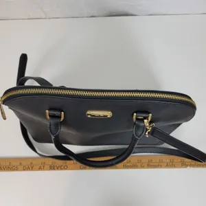 MICHAEL Michael Kors Women Bag Black Leather Cindy Dome Satchel Detachable Strap thumbnail 14