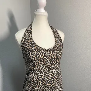 American Eagle Leopard Halter Dress Y2k Summer Euro Boho Coconut Girl thumbnail 2