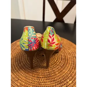 Tropical Peep Toe Platform Pumps Hawaiian‎ Leaf Print Multicolor Heels Size 9M thumbnail 4