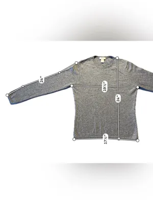 Simply Cashmere Women’s 100% Cashmere Sweater Large Gray Crewneck Knit Pullover thumbnail 3