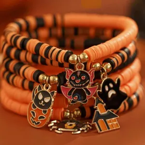 🎃🎃🎃BOGOHO 🎃🎃🎃Halloween Charm Bracelet Set - Orange and Black thumbnail 1