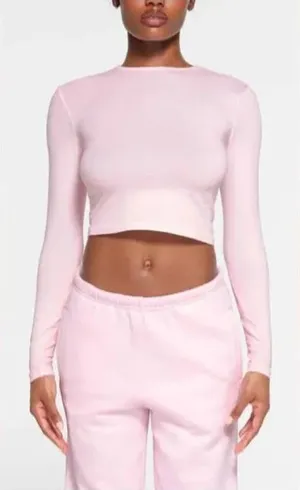 SKIMS New Vintage Crop Long Sleeve in Cherry Blossom 2X thumbnail 1