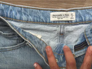 Abercrombie and Fitch denim curve love shorts. thumbnail 4