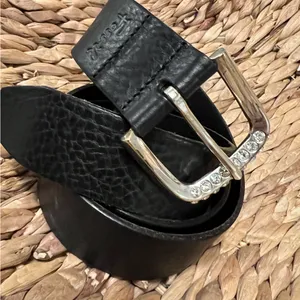 Fossil leather belt vintage crystal buckle‎ large thumbnail 2