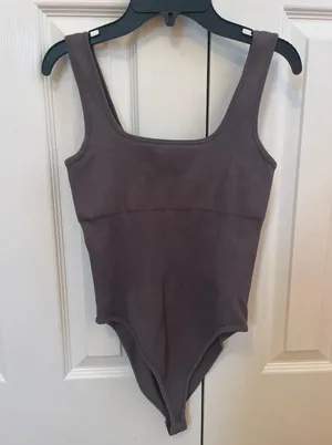 Gray Ribbed Tank Bodysuit Size M thumbnail 1