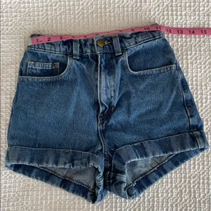 AMERICAN APPAREL Jeans Denim High Rise Cotton Shorts Cuffed Hem Size 24 *Altered thumbnail 6