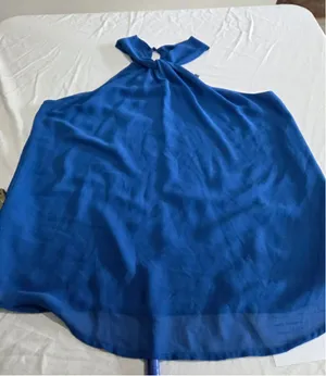 Naked Zebra Women’s L Royal Blue Flowy Halter Neck Top NWT thumbnail 1