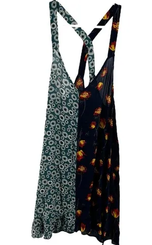 Free People Back To Back Tank Slip Dress Patchwork Boho Floral Blue Combo Small thumbnail 3
