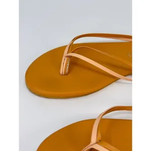 TKKES Womens Sandals Brown Leather Flip Flop Thong Slip On Slides Casual US 6 thumbnail 5