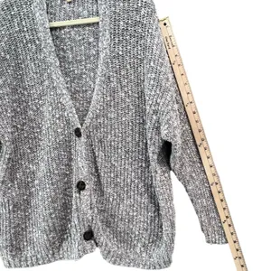 Lazy Sweater Ribbed‎ Knit Cardigan S Gray Dolman Linen Blend Chunky Relaxed thumbnail 10