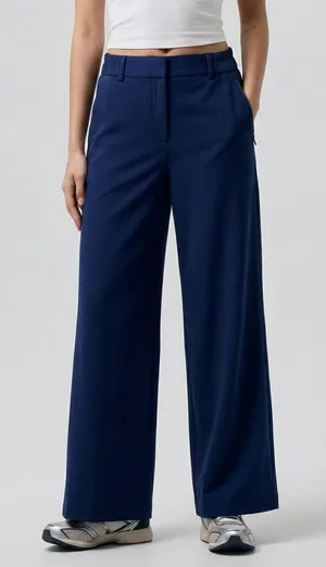 Lands' End Wide-Leg Navy Trousers thumbnail 1