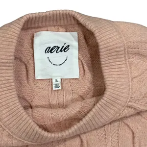 Aerie Unreal Cable Knit‎ Sweater Womens XL Pink Crewneck Pullover Casual Soft thumbnail 3
