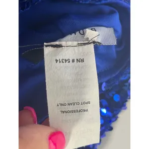 B. Darlin Sequin Feather Trim Open Back Mini Dress Women 15/16 Royal Blue Glam thumbnail 6