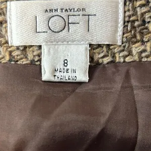 Ann Taylor Loft Women Tweed Texture Flounce Skirt Brown Floral Hem Accent Size 8 Wool Blend thumbnail 8
