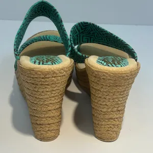 Sbicca Vintage Collection Kelli Turquoise‎ Geometric Espadrille Wedge Sandals 9 thumbnail 5