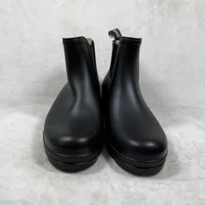 Planone Womens Chelsea Rain Boots Black Rubber Waterproof Ankle Lug Sole 37 US 7 thumbnail 4