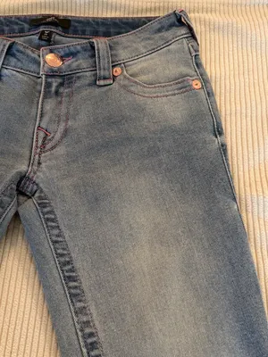 True Religion Joey Low Rise Flap Flare Jeans in Salt Water, size 25. thumbnail 9