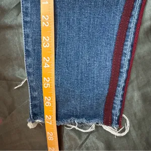 Mother The Looker Ankle Fray Women's blue Skinny Jeans side stripes Size 26 thumbnail 13