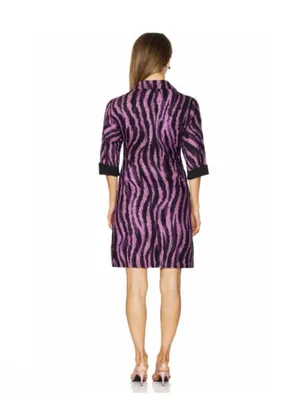 NWT Revolve x Perlavera Purple & Black Clara Zebra-Print Button Down Shirt Dress thumbnail 4