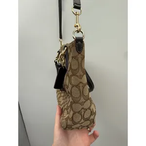 Coach Kelsey Satchel Crossbody Bag Khaki Brown Signature C Jacquard‎ Canvas thumbnail 8