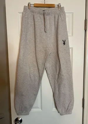 Playboy by PacSun grey sweatpants with a black bunny logo, Small thumbnail 1