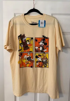 Disney Women Halloween Graphic Tee - Cream with Orange & Black Art size L new thumbnail 1