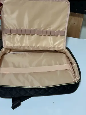 Quilted Black Travel Tote Bag with Gold Zippers thumbnail 4