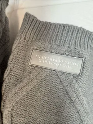 Authentic TAYLOR SWIFT TTPD Cable Knit V-Neck Cardigan Sweater - Gray XS/S thumbnail 2