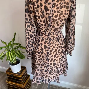 Whistles Flounce Dress Brushed Cheetah‎ Flippy Dress Career Wear thumbnail 7