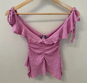 Urban Outfitters Pink Ruffle Top thumbnail 1