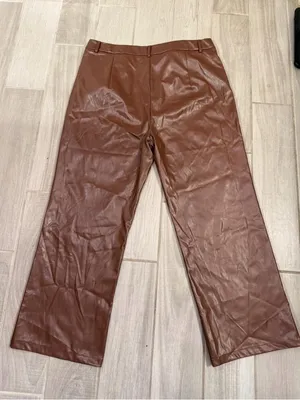 Princess Polly Brown Faux Leather Straight-Leg Pants thumbnail 5