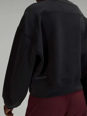 Lululemon Perfectly Oversized Cropped Crew Pullover in Black thumbnail 3