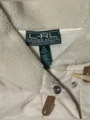 Vintage L-RL Ralph Lauren Active Cream Quilted Puffer Sherpa Jacket Size Medium thumbnail 2