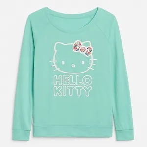 Hello Kitty Mint Green Long Sleeve Sweatshirt Floral Bow Sanrio Kawaii M 2014 thumbnail 4