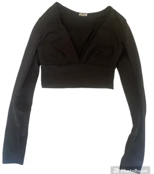 Garage Black Long Sleeve Crop Top thumbnail 1