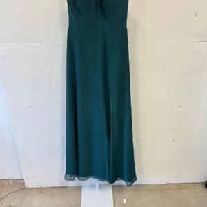 Azazie Dark Green Halter Chiffon Maxi Dress Bridesmaid Formal Gown Size A4 Prom thumbnail 4