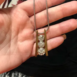 Gold and silver diamond necklace thumbnail 1
