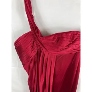 BCBGMaxazria one shoulder deep red satin cocktail dress size 6 thumbnail 2