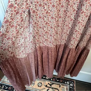 American Eagle Strapless Maxi Dress With Side Slit Sz XL Pink Floral Smocked thumbnail 7