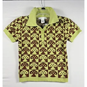 Planet Gold‎ Women Mushroom Short Sleeve Knit Sweater Hipster Grunge Small NwT thumbnail 1