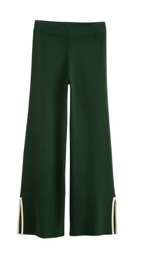 Wide Leg Knit Pants in Forest Green thumbnail 1