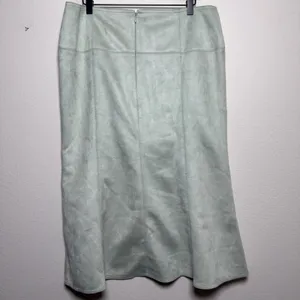 NEW Ann Taylor Women Skirt 14 Green Faux Suede A-Line‎ Midi Western Boho Office thumbnail 9