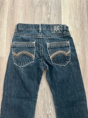 Request Jeans Girls 12 Y2K Dark Wash Distressed Straight Leg Embroidered Denim thumbnail 10