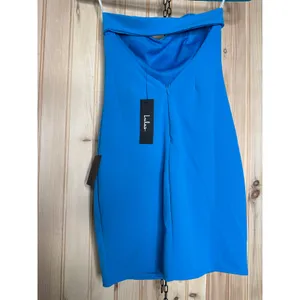 NWT Lulus Bright Aesthetic Blue Strapless Cutout Bodycon Mini Dress Party Size S thumbnail 4