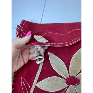 Y2K Vintage Suede Crossbody Bag Women Floral‎ Patchwork Boho Indie Cottagecore thumbnail 3
