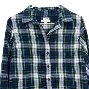 LL Bean Scotch Plaid Flannel Cotton Button Up Shirt Slightly Fitted SMALL PETITE thumbnail 3