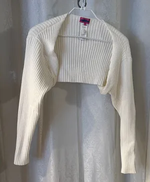 Edikted White Ribbed Cropped Bolero Shrug thumbnail 1