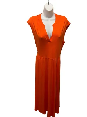 Boden Chloe Notch Jersey Midi Dress Sz 10 Dk Orange Sleeveless Date Night thumbnail 2