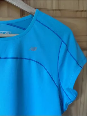 New Balance Fitted Turquoise Cap Sleeve Athletic Tee size large thumbnail 4